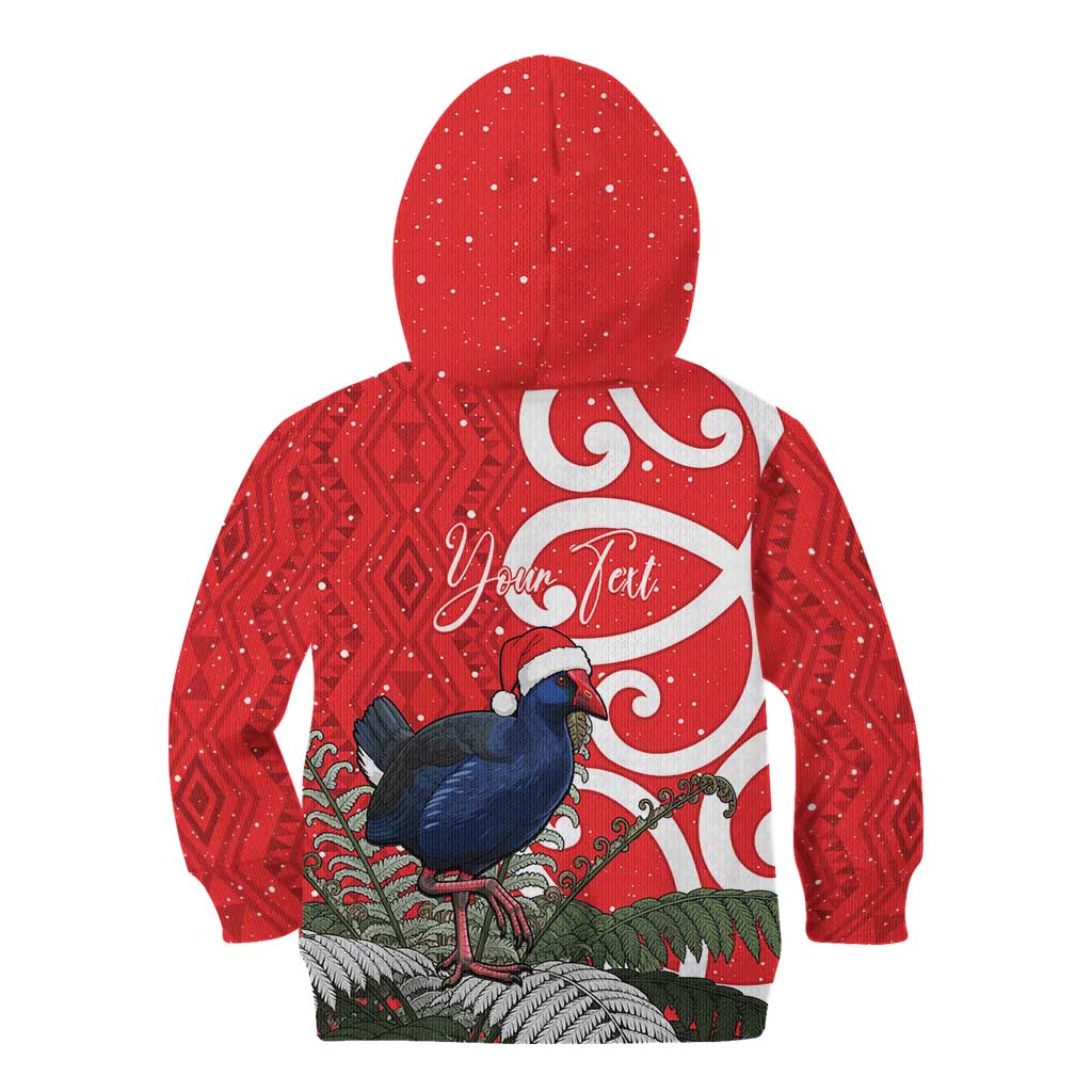 Personalized New Zealand Pukeko Christmas Kid Hoodie Meri Kirihimete Taniko Ponga Koru Red - Aussie Hoodie