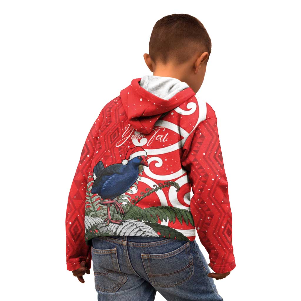 Personalized New Zealand Pukeko Christmas Kid Hoodie Meri Kirihimete Taniko Ponga Koru Red - Aussie Hoodie