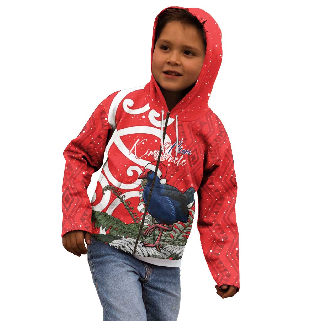 Personalized New Zealand Pukeko Christmas Kid Hoodie Meri Kirihimete Taniko Ponga Koru Red - Aussie Hoodie