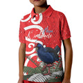 Personalized New Zealand Pukeko Christmas Kid Polo Shirt Meri Kirihimete Taniko Ponga Koru Red - Aussie Hoodie