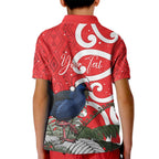 Personalized New Zealand Pukeko Christmas Kid Polo Shirt Meri Kirihimete Taniko Ponga Koru Red - Aussie Hoodie
