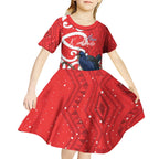 Personalized New Zealand Pukeko Christmas Kid Short Sleeve Dress Meri Kirihimete Taniko Ponga Koru Red - Aussie Hoodie