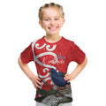 Personalized New Zealand Pukeko Christmas Kid T Shirt Meri Kirihimete Taniko Ponga Koru Red - Aussie Hoodie