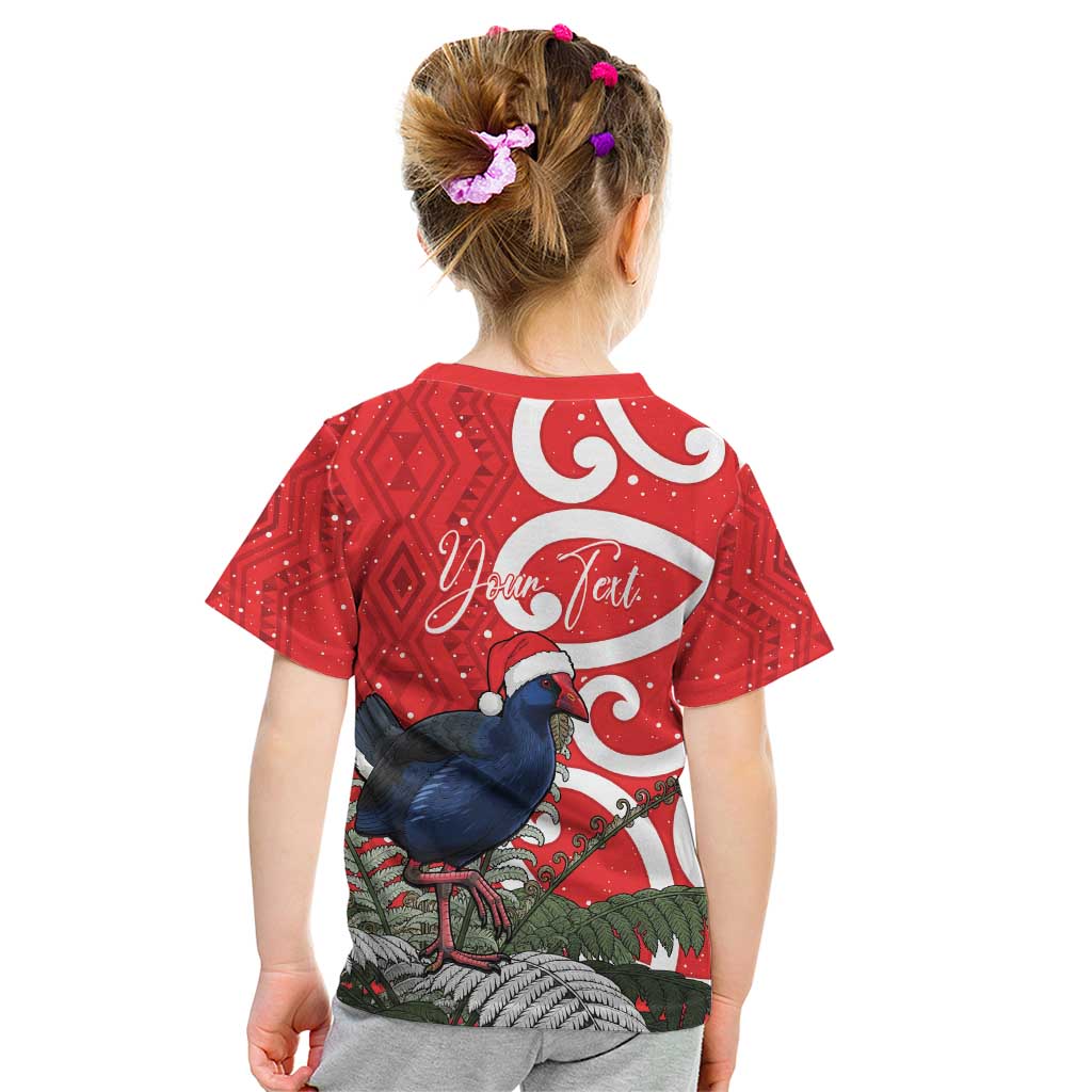 Personalized New Zealand Pukeko Christmas Kid T Shirt Meri Kirihimete Taniko Ponga Koru Red - Aussie Hoodie