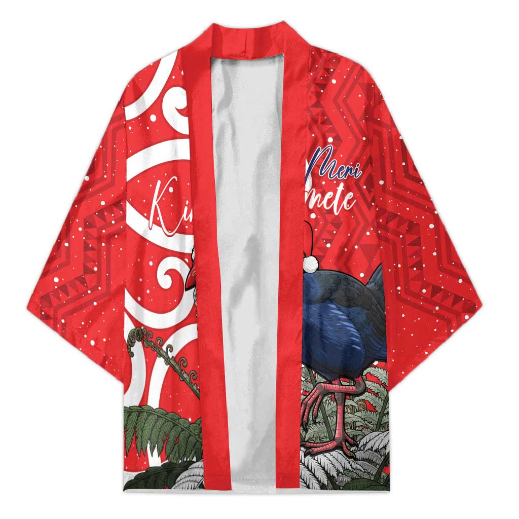Personalized New Zealand Pukeko Christmas Kimono Meri Kirihimete Taniko Ponga Koru Red - Aussie Hoodie