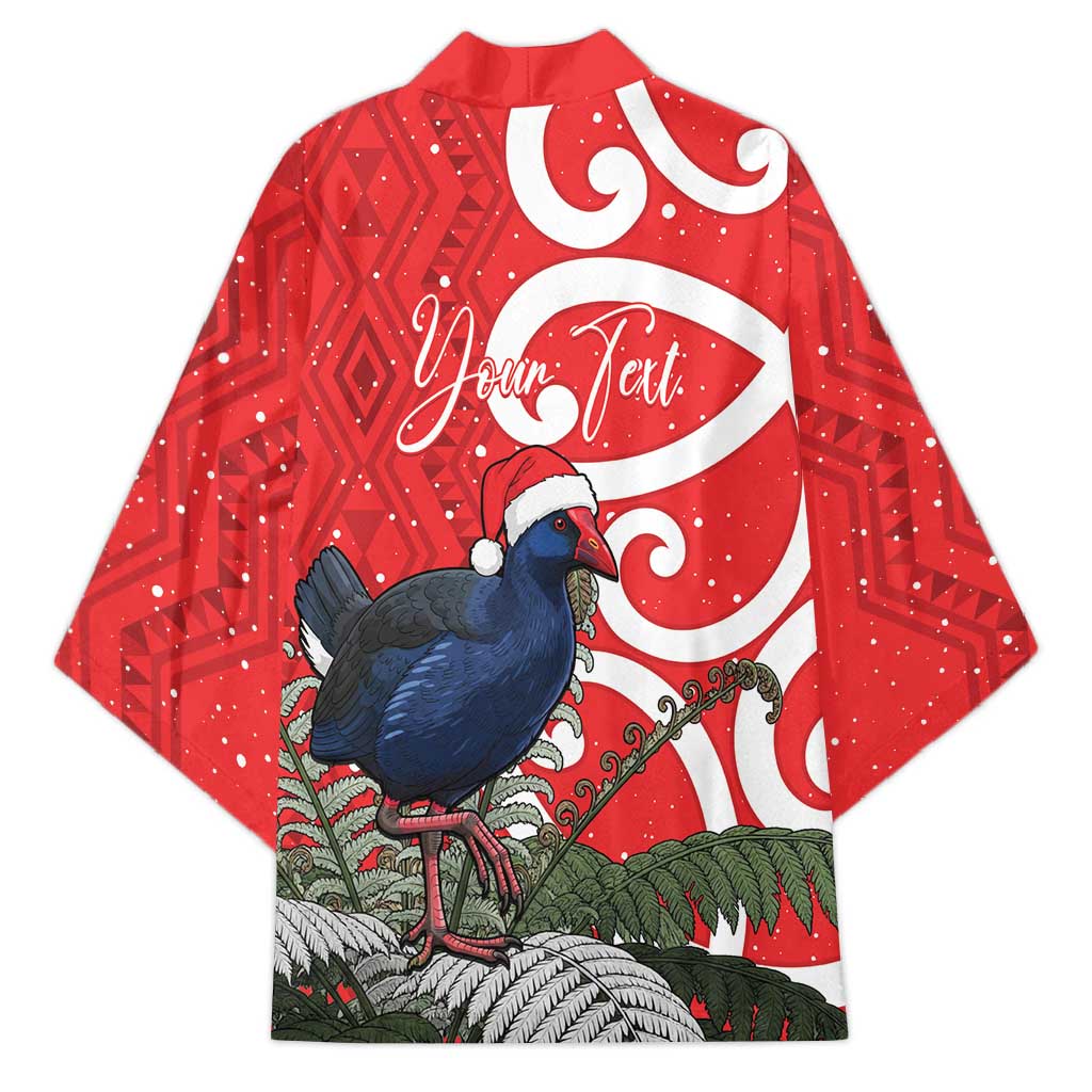 Personalized New Zealand Pukeko Christmas Kimono Meri Kirihimete Taniko Ponga Koru Red - Aussie Hoodie