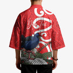 Personalized New Zealand Pukeko Christmas Kimono Meri Kirihimete Taniko Ponga Koru Red - Aussie Hoodie