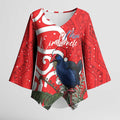 Personalized New Zealand Pukeko Christmas Kimono Sleeve Blouse Meri Kirihimete Taniko Ponga Koru Red - Aussie Hoodie
