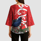 Personalized New Zealand Pukeko Christmas Kimono Sleeve Blouse Meri Kirihimete Taniko Ponga Koru Red - Aussie Hoodie
