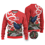 Personalized New Zealand Pukeko Christmas Ugly Christmas Sweater Meri Kirihimete Taniko Ponga Koru Red - Aussie Hoodie