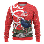 Personalized New Zealand Pukeko Christmas Ugly Christmas Sweater Meri Kirihimete Taniko Ponga Koru Red - Aussie Hoodie