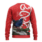 Personalized New Zealand Pukeko Christmas Ugly Christmas Sweater Meri Kirihimete Taniko Ponga Koru Red - Aussie Hoodie