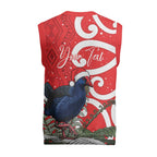 Personalized New Zealand Pukeko Christmas Knitted V-Neck Vest Meri Kirihimete Taniko Ponga Koru Red - Aussie Hoodie