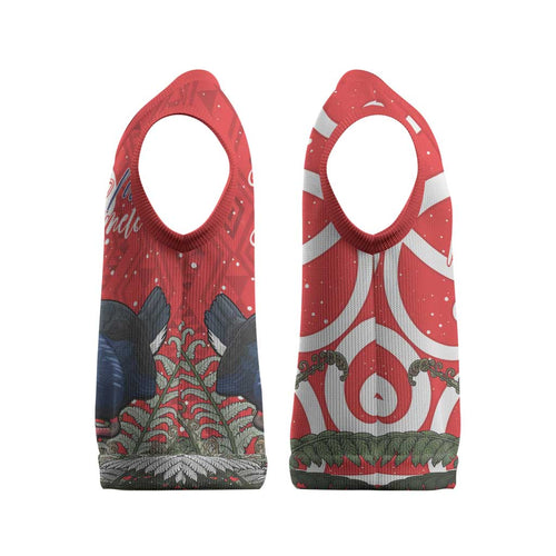 Personalized New Zealand Pukeko Christmas Knitted V-Neck Vest Meri Kirihimete Taniko Ponga Koru Red - Aussie Hoodie