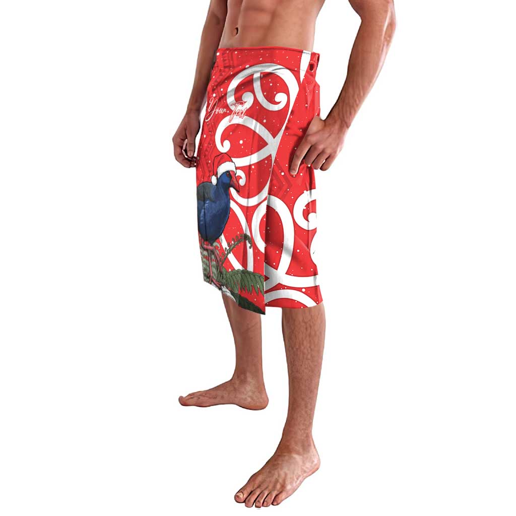 Personalized New Zealand Pukeko Christmas Lavalava Meri Kirihimete Taniko Ponga Koru Red - Aussie Hoodie