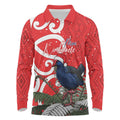 Personalized New Zealand Pukeko Christmas Long Sleeve Polo Shirt Meri Kirihimete Taniko Ponga Koru Red - Aussie Hoodie