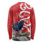 Personalized New Zealand Pukeko Christmas Long Sleeve Shirt Meri Kirihimete Taniko Ponga Koru Red - Aussie Hoodie