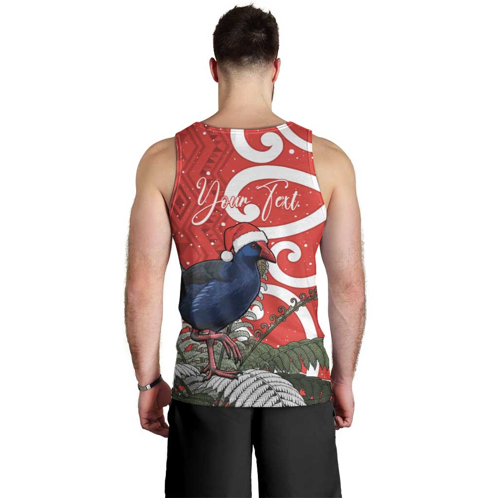 Personalized New Zealand Pukeko Christmas Men Tank Top Meri Kirihimete Taniko Ponga Koru Red - Aussie Hoodie
