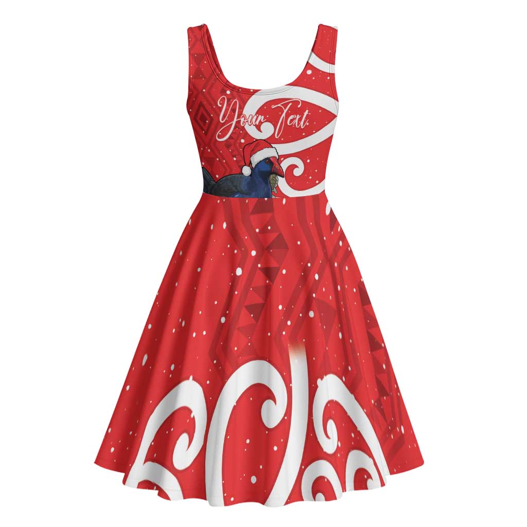 Personalized New Zealand Pukeko Christmas Midi Dress Meri Kirihimete Taniko Ponga Koru Red - Aussie Hoodie
