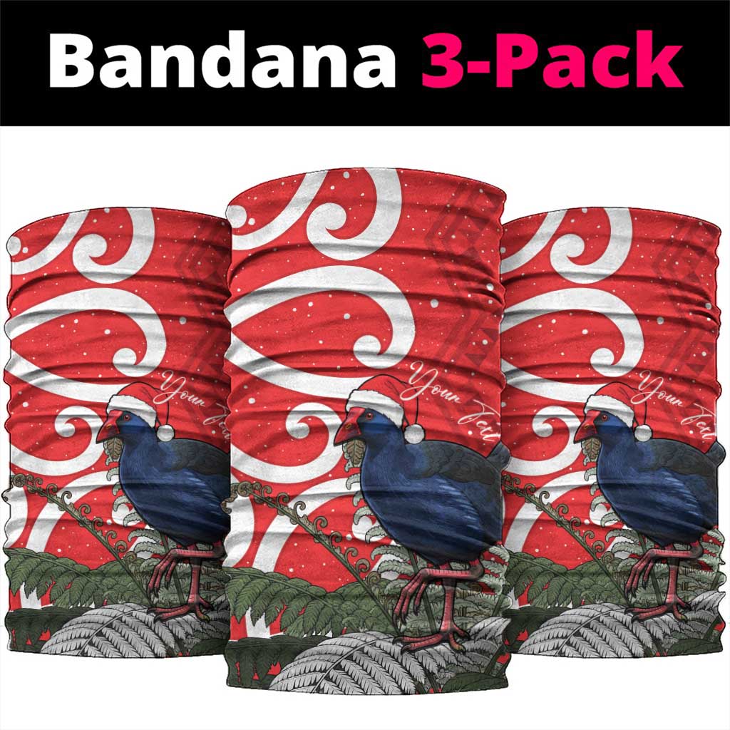 Personalized New Zealand Pukeko Christmas Neck Gaiter Meri Kirihimete Taniko Ponga Koru Red - Aussie Hoodie