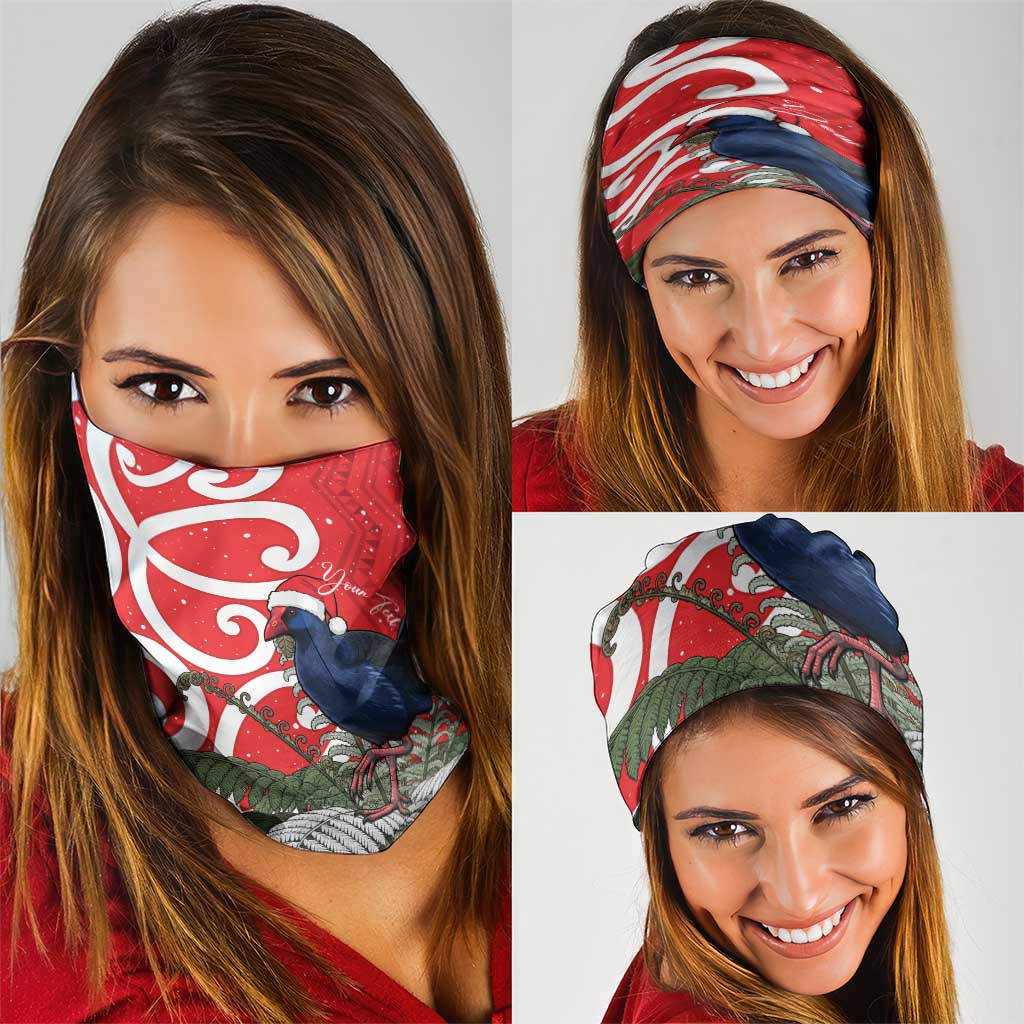 Personalized New Zealand Pukeko Christmas Neck Gaiter Meri Kirihimete Taniko Ponga Koru Red - Aussie Hoodie
