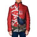 Personalized New Zealand Pukeko Christmas Padded Jacket Meri Kirihimete Taniko Ponga Koru Red - Aussie Hoodie