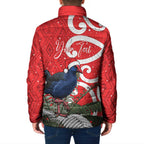 Personalized New Zealand Pukeko Christmas Padded Jacket Meri Kirihimete Taniko Ponga Koru Red - Aussie Hoodie