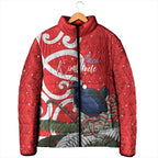 Personalized New Zealand Pukeko Christmas Padded Jacket Meri Kirihimete Taniko Ponga Koru Red - Aussie Hoodie