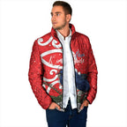 Personalized New Zealand Pukeko Christmas Padded Jacket Meri Kirihimete Taniko Ponga Koru Red - Aussie Hoodie