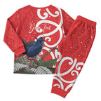 Personalized New Zealand Pukeko Christmas Pajama Set Meri Kirihimete Taniko Ponga Koru Red - Aussie Hoodie