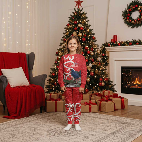 Personalized New Zealand Pukeko Christmas Pajama Set Meri Kirihimete Taniko Ponga Koru Red - Aussie Hoodie