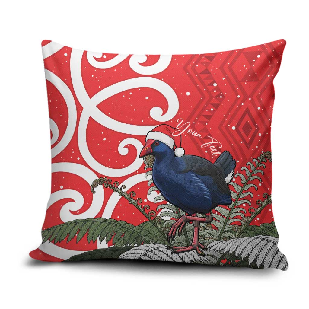 Personalized New Zealand Pukeko Christmas Pillow Cover Meri Kirihimete Taniko Ponga Koru Red - Aussie Hoodie