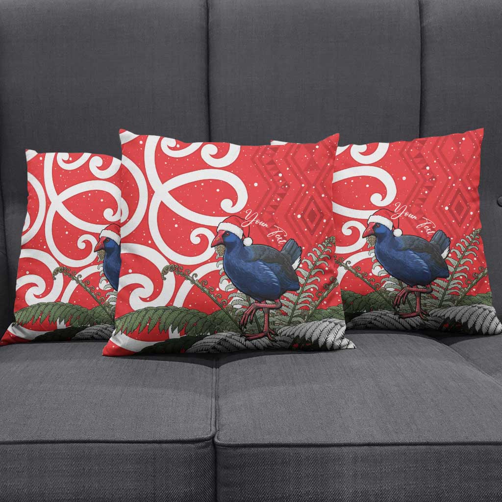 Personalized New Zealand Pukeko Christmas Pillow Cover Meri Kirihimete Taniko Ponga Koru Red - Aussie Hoodie