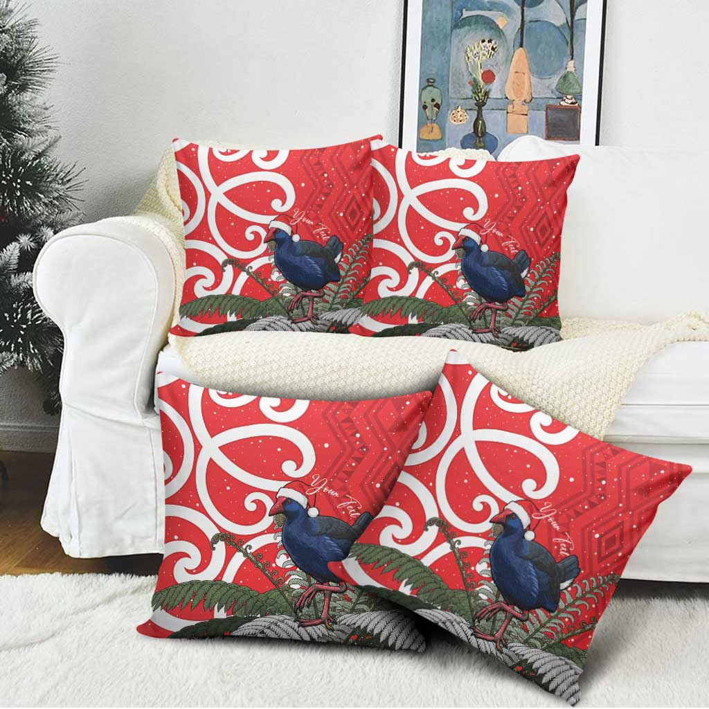Personalized New Zealand Pukeko Christmas Pillow Cover Meri Kirihimete Taniko Ponga Koru Red - Aussie Hoodie