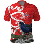 Personalized New Zealand Pukeko Christmas Polo Shirt Meri Kirihimete Taniko Ponga Koru Red - Aussie Hoodie