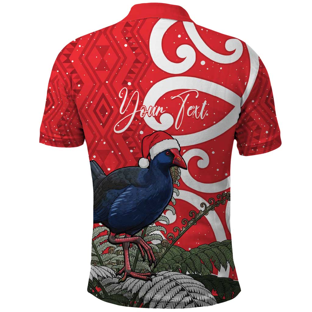 Personalized New Zealand Pukeko Christmas Polo Shirt Meri Kirihimete Taniko Ponga Koru Red - Aussie Hoodie