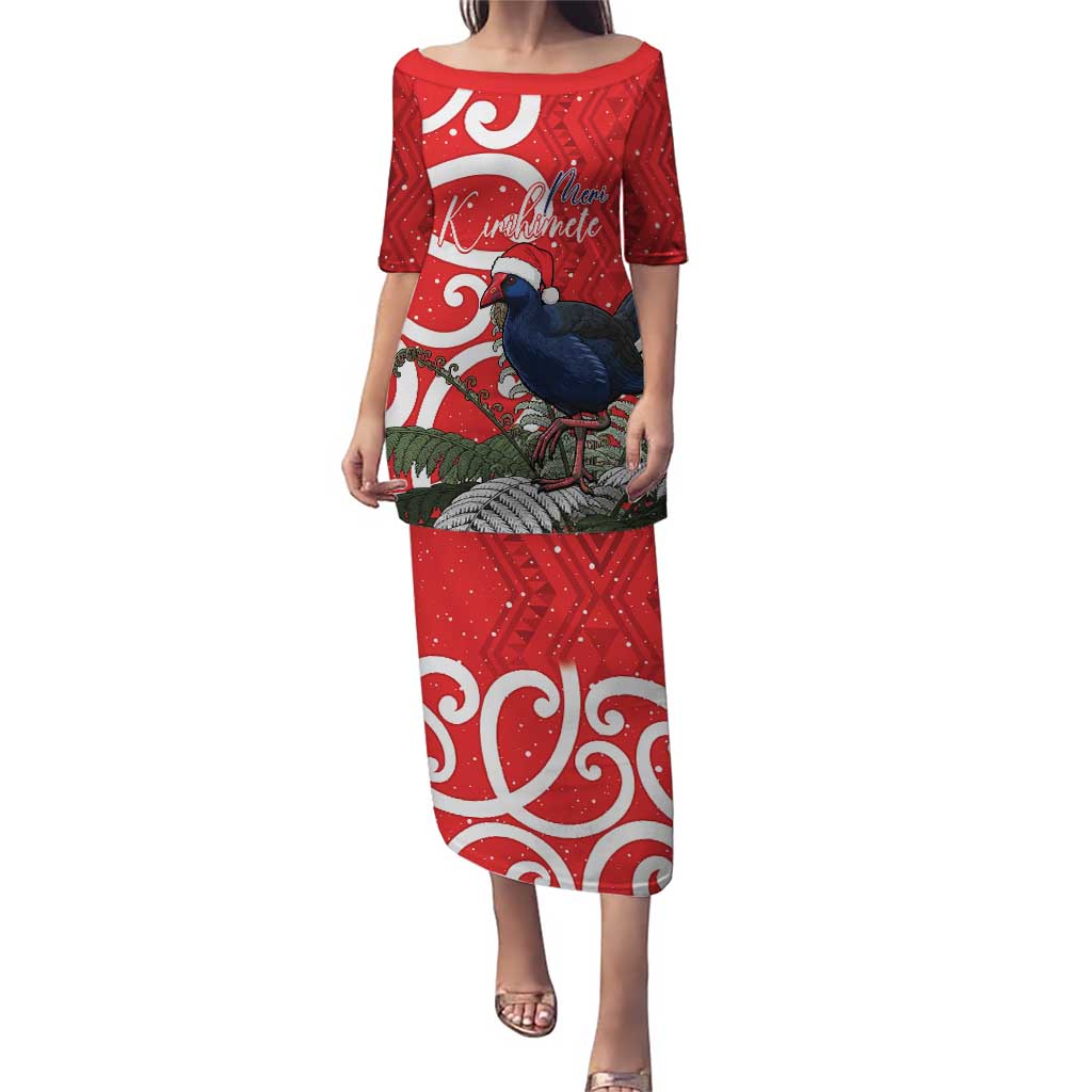 Personalized New Zealand Pukeko Christmas Puletasi Meri Kirihimete Taniko Ponga Koru Red - Aussie Hoodie