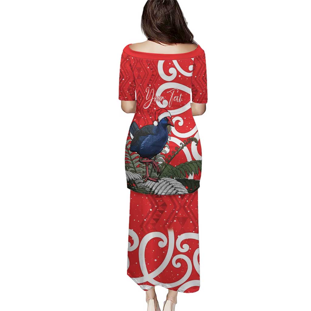 Personalized New Zealand Pukeko Christmas Puletasi Meri Kirihimete Taniko Ponga Koru Red - Aussie Hoodie