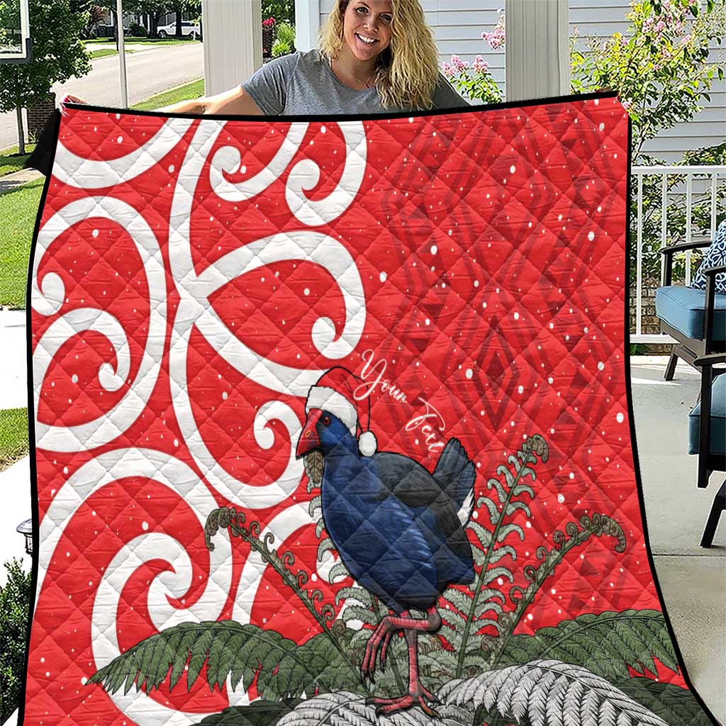 Personalized New Zealand Pukeko Christmas Quilt Meri Kirihimete Taniko Ponga Koru Red - Aussie Hoodie