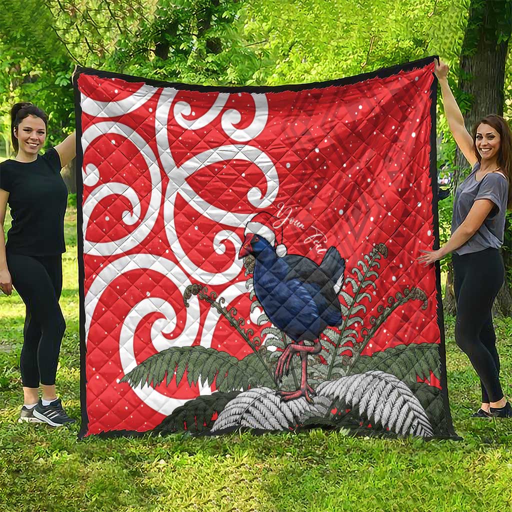 Personalized New Zealand Pukeko Christmas Quilt Meri Kirihimete Taniko Ponga Koru Red - Aussie Hoodie