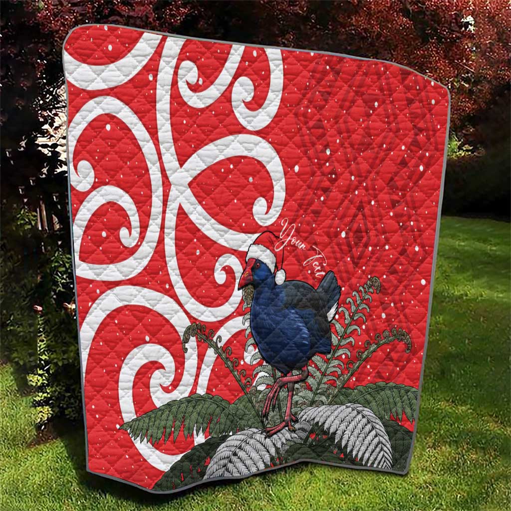 Personalized New Zealand Pukeko Christmas Quilt Meri Kirihimete Taniko Ponga Koru Red - Aussie Hoodie