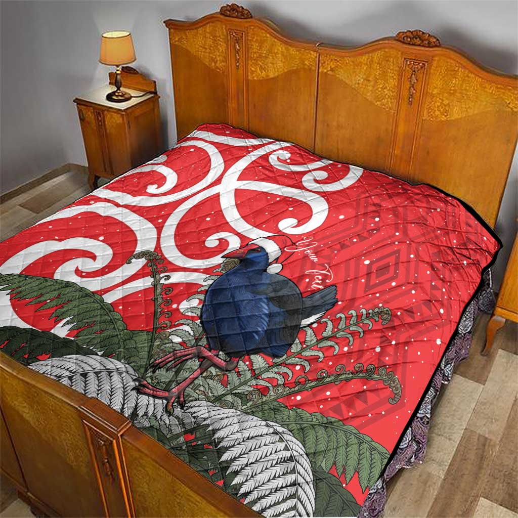 Personalized New Zealand Pukeko Christmas Quilt Meri Kirihimete Taniko Ponga Koru Red - Aussie Hoodie