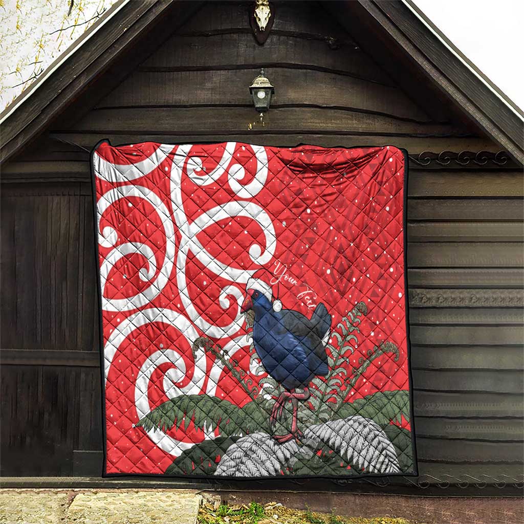 Personalized New Zealand Pukeko Christmas Quilt Meri Kirihimete Taniko Ponga Koru Red - Aussie Hoodie