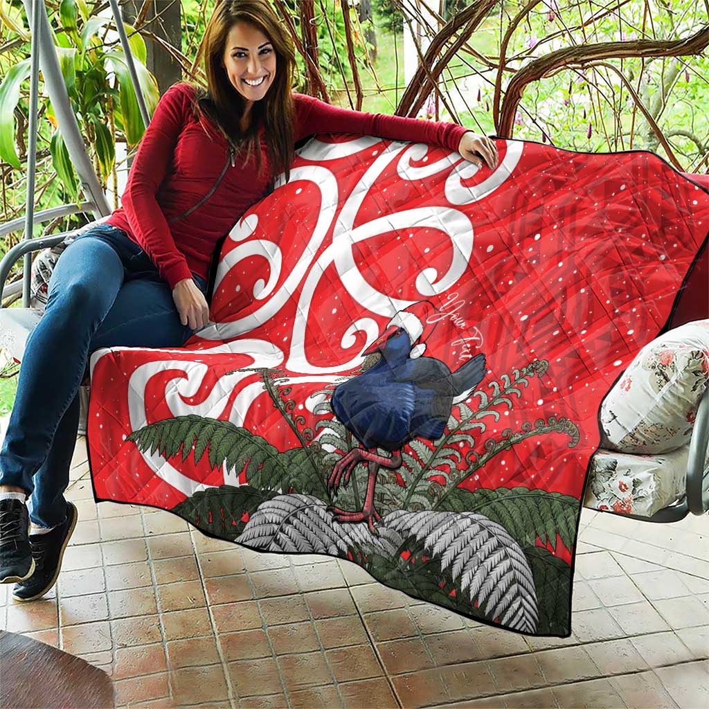 Personalized New Zealand Pukeko Christmas Quilt Meri Kirihimete Taniko Ponga Koru Red - Aussie Hoodie