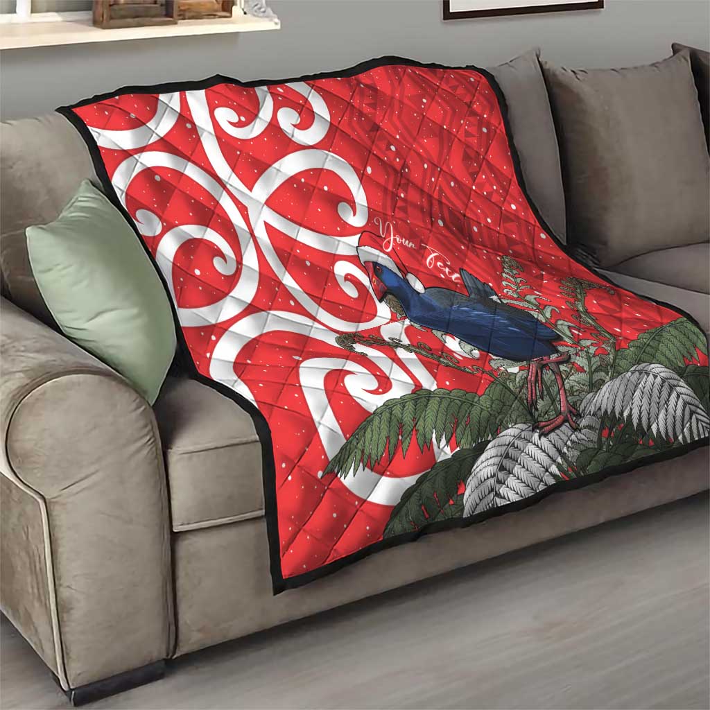 Personalized New Zealand Pukeko Christmas Quilt Meri Kirihimete Taniko Ponga Koru Red - Aussie Hoodie