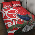 Personalized New Zealand Pukeko Christmas Quilt Bed Set Meri Kirihimete Taniko Ponga Koru Red - Aussie Hoodie