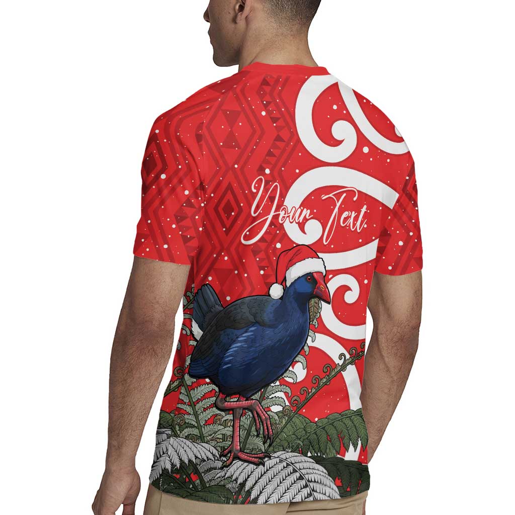 Personalized New Zealand Pukeko Christmas Rugby Jersey Meri Kirihimete Taniko Ponga Koru Red - Aussie Hoodie