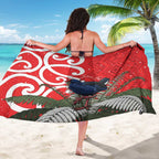Personalized New Zealand Pukeko Christmas Sarong Meri Kirihimete Taniko Ponga Koru Red - Aussie Hoodie