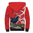 Personalized New Zealand Pukeko Christmas Sherpa Hoodie Meri Kirihimete Taniko Ponga Koru Red - Aussie Hoodie