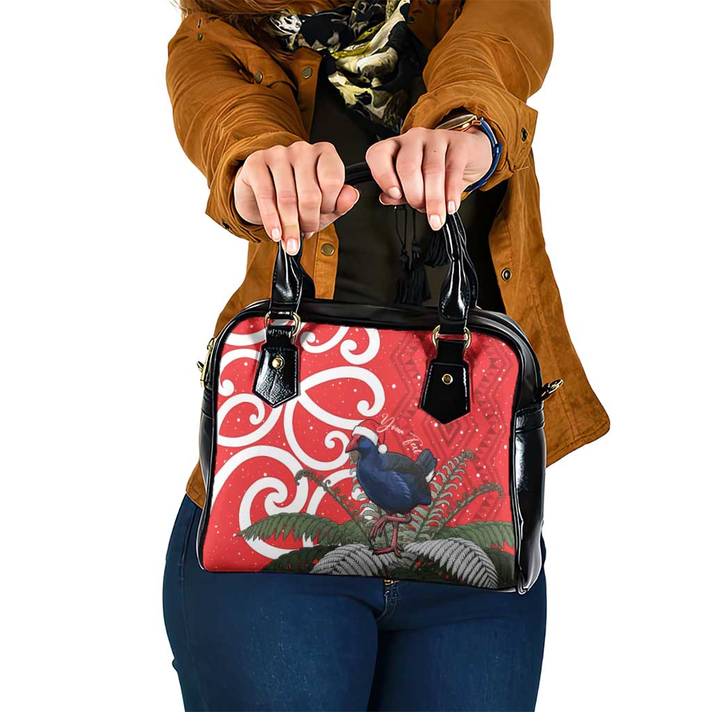 Personalized New Zealand Pukeko Christmas Shoulder Handbag Meri Kirihimete Taniko Ponga Koru Red - Aussie Hoodie